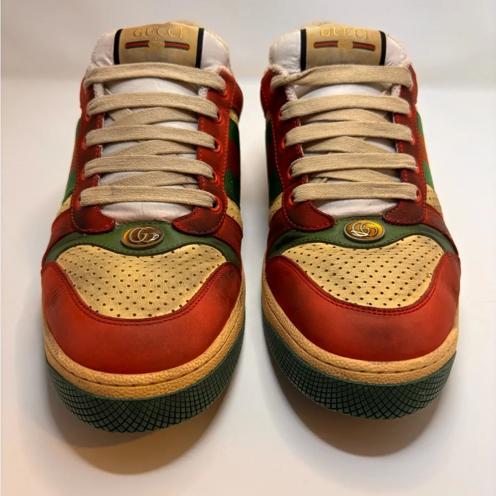 Gucci Red and Green screeners Leather Sneakers
